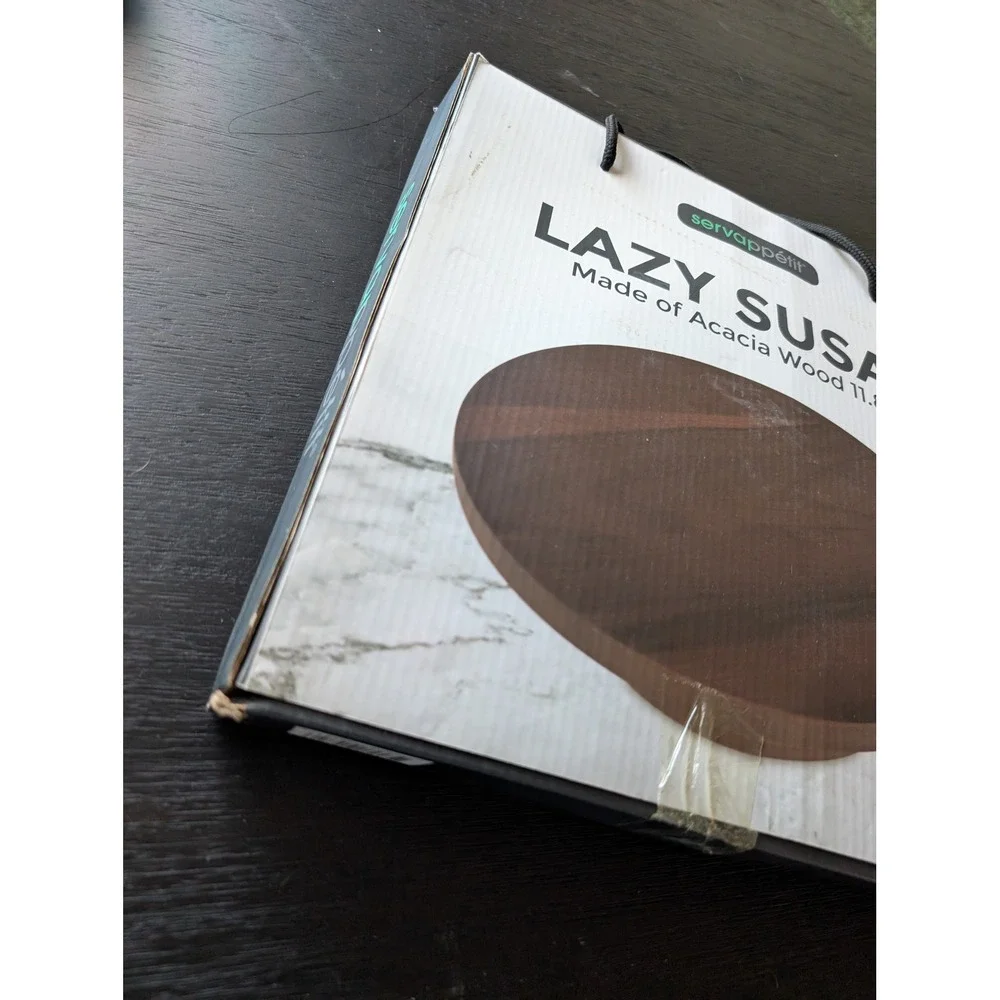 Acacia Wood Lazy Susan 11.8 Inch Round Rotating Kitchen Tray Brown Servappetit
